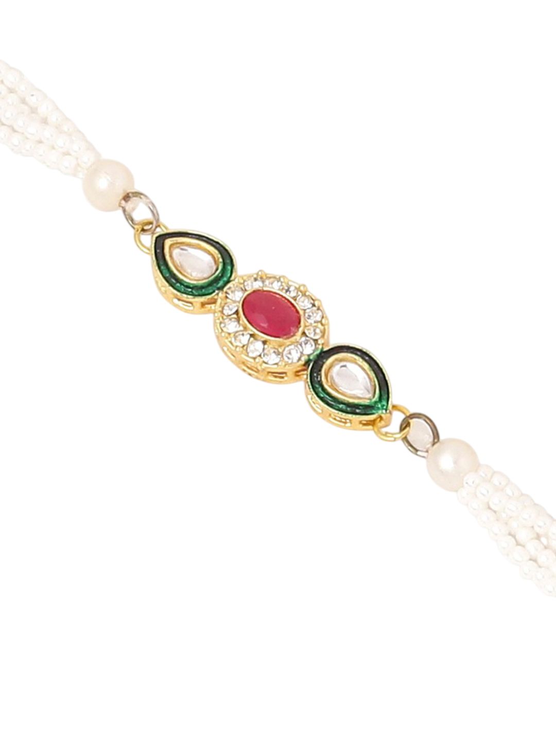 Anouk Pack Of 2 Kundan Studded Bhaiya Bhabhi Rakhi With Roli Chawal Chandan & Mishri