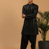 Men's Black Viscose Straight Kurta and Patiala Set
