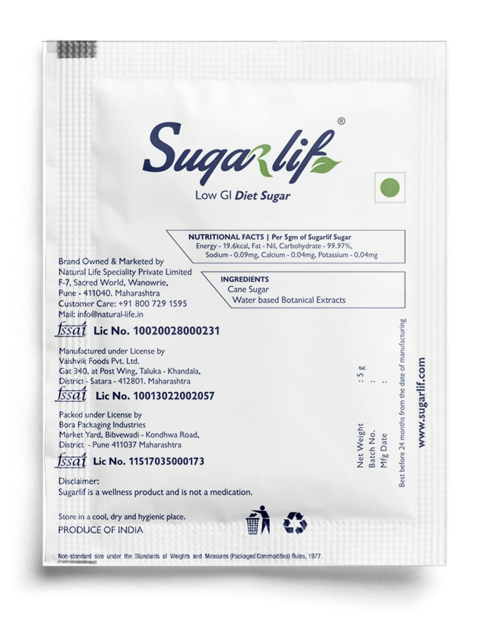 Sugarlif Low Gi Diet Sugar Diabetic Friendly Herbal Cane Sugar- Free