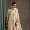 Women's Geometric Embroidered Mirror Work A-Line Kurta With Sharara & Dupatta