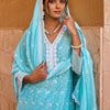 Indyancart IE Women Ethnic Motifs Embroidered Regular Thread Work Pure Cotton Kurta with Trousers & With Dupatta