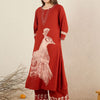 Indyancart IE Women Ethnic Motifs Printed Regular Thread Work Kurta with Palazzos