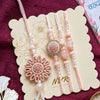 Dhiyona Set Of 4 Beaded Family Pack Thread Rakhi With Roli Chawal Chandan Mishri