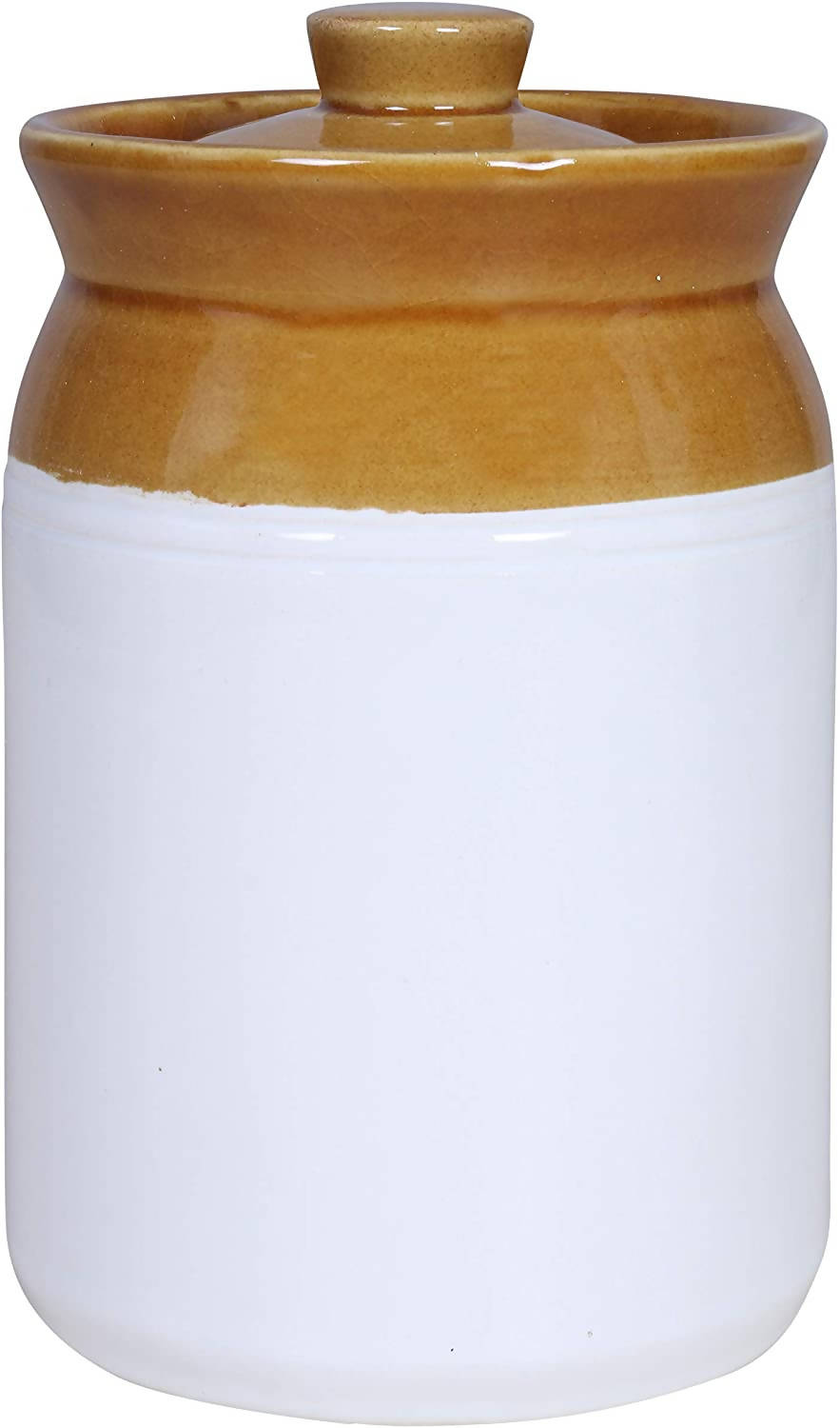 Raj Royal Cream Pottery Hand Painted Ceramic Cornichon Storage Jar for Pickle