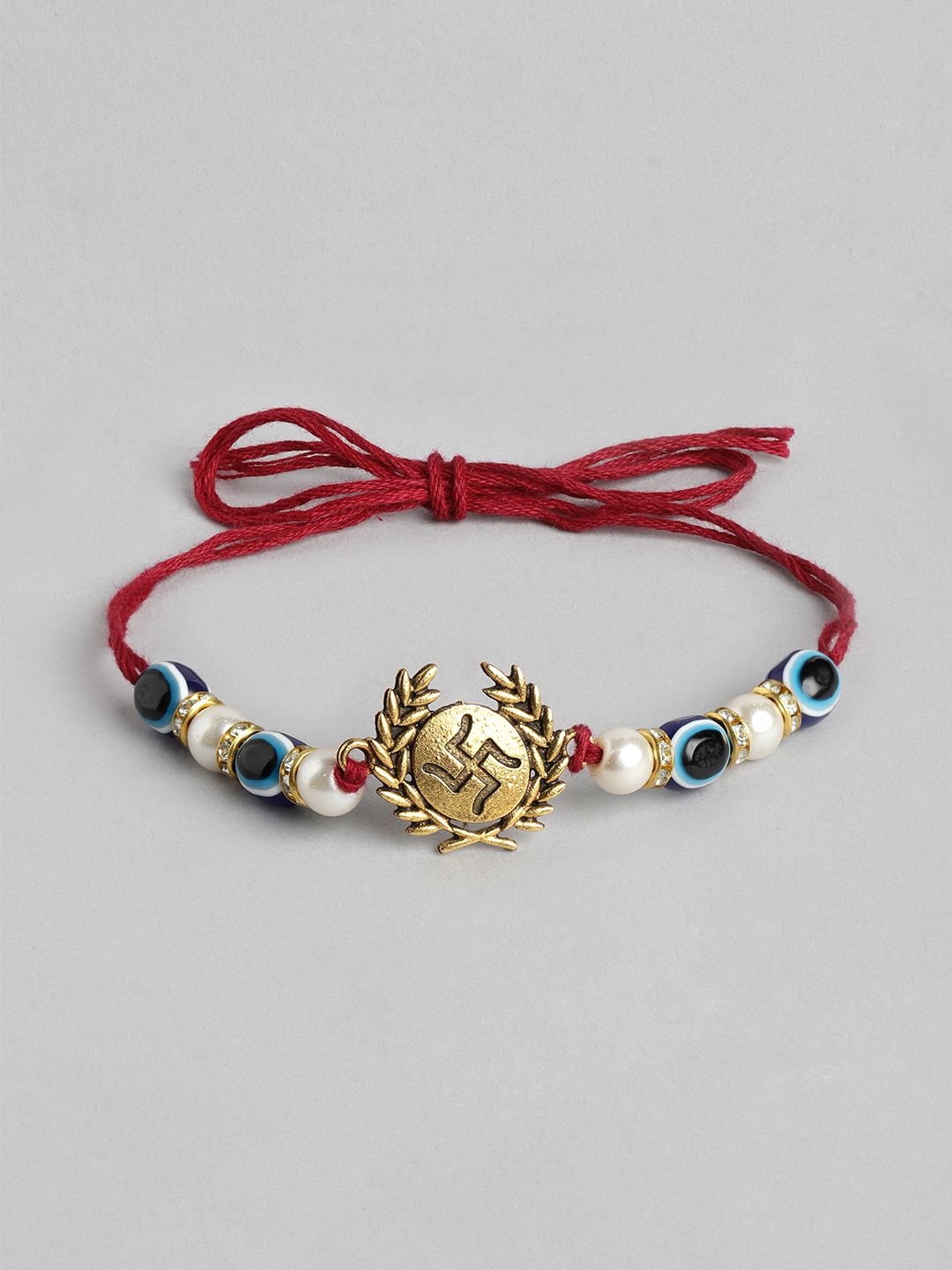 Anouk Unisex Set of 2 Beaded Bhai Bhabhi Rakhis With Roli & Chawal
