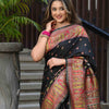 Dhiyona GR Women's Alankar Intense Black Jamewar Kashmiri Soft Modal Silk Saree