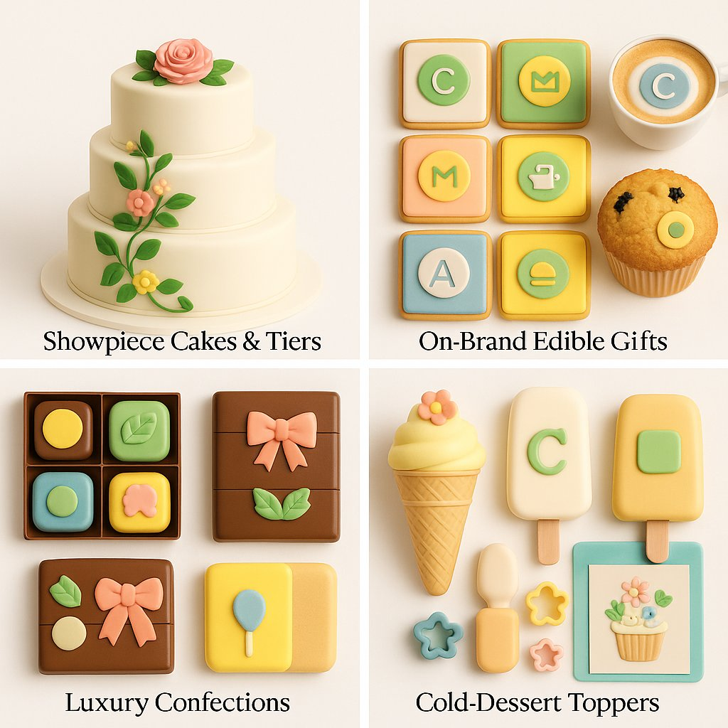 Confect Multipack of Pea Green, Skin, Lemon Yellow and Baby Blue Sugarpaste 29