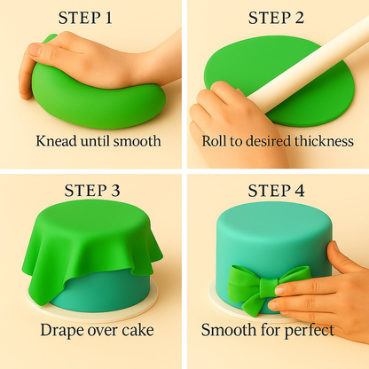 Confect Multipack of Neon Green, Electric Blue, Electric Purple and Lime Green Sugarpaste 03