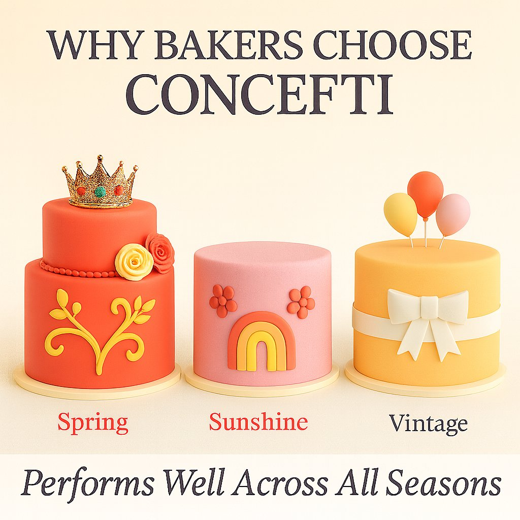 Confect Multipack of Red, yellow, old rose and White Sugarpaste 12
