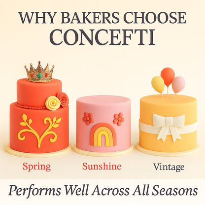Confect Multipack of Red, yellow, old rose and White Sugarpaste 12