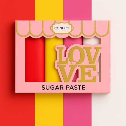 Confect Multipack of Red, yellow, old rose and White Sugarpaste 12