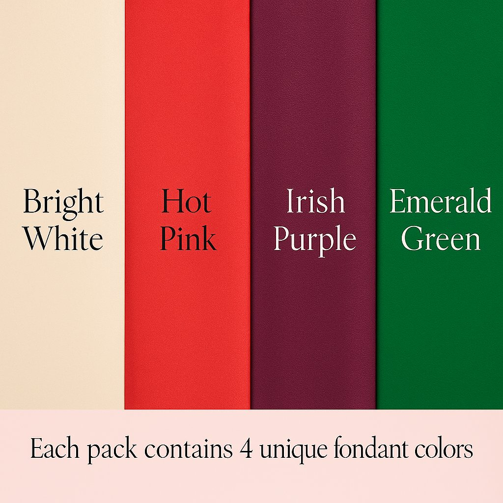 Confect Multipack of White, Hot pink, purple and Emerald green Sugarpaste 17