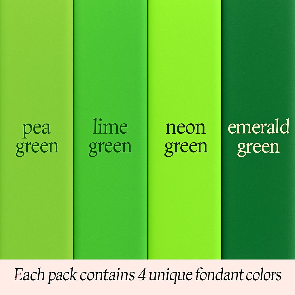 Confect Multipack of Pea green, Lime Green, Neon Green and Emerald Green Sugarpaste 07