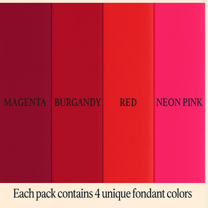 Confect Multipack of Magenta, Burgundy, Red and Neon Pink Sugarpaste 30
