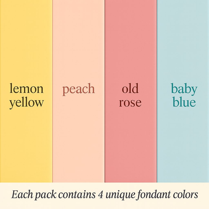 Confect Multipack of Lemon Yellow, Peach, Old rose and Baby Blue Sugarpaste 02