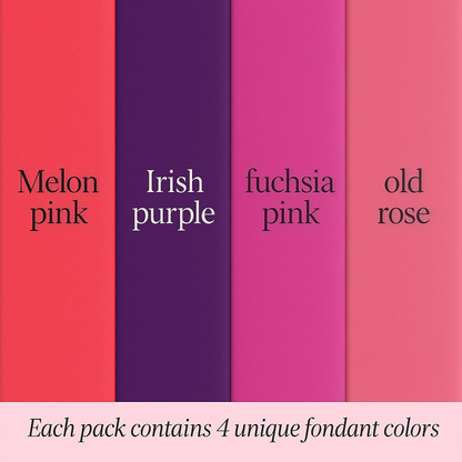 Confect Multipack of Melon Pink, Purple, Fuschia Pink and Old rose Sugarpaste 06
