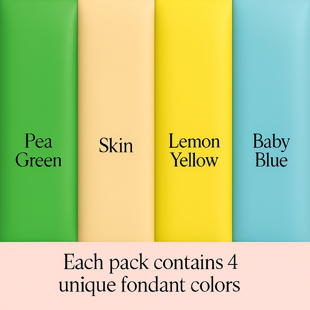 Confect Multipack of Pea Green, Skin, Lemon Yellow and Baby Blue Sugarpaste 29