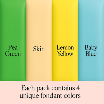 Confect Multipack of Pea Green, Skin, Lemon Yellow and Baby Blue Sugarpaste 29