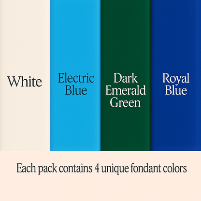 Confect Multipack of White, Electric Blue, Emerald Green and Royal Blue Sugarpaste 23