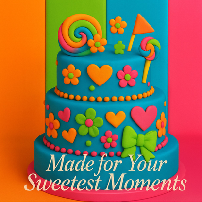 Confect Multipack of Fluorescent Orange, Lime green, electric blue and Neon Pink Sugarpaste 08