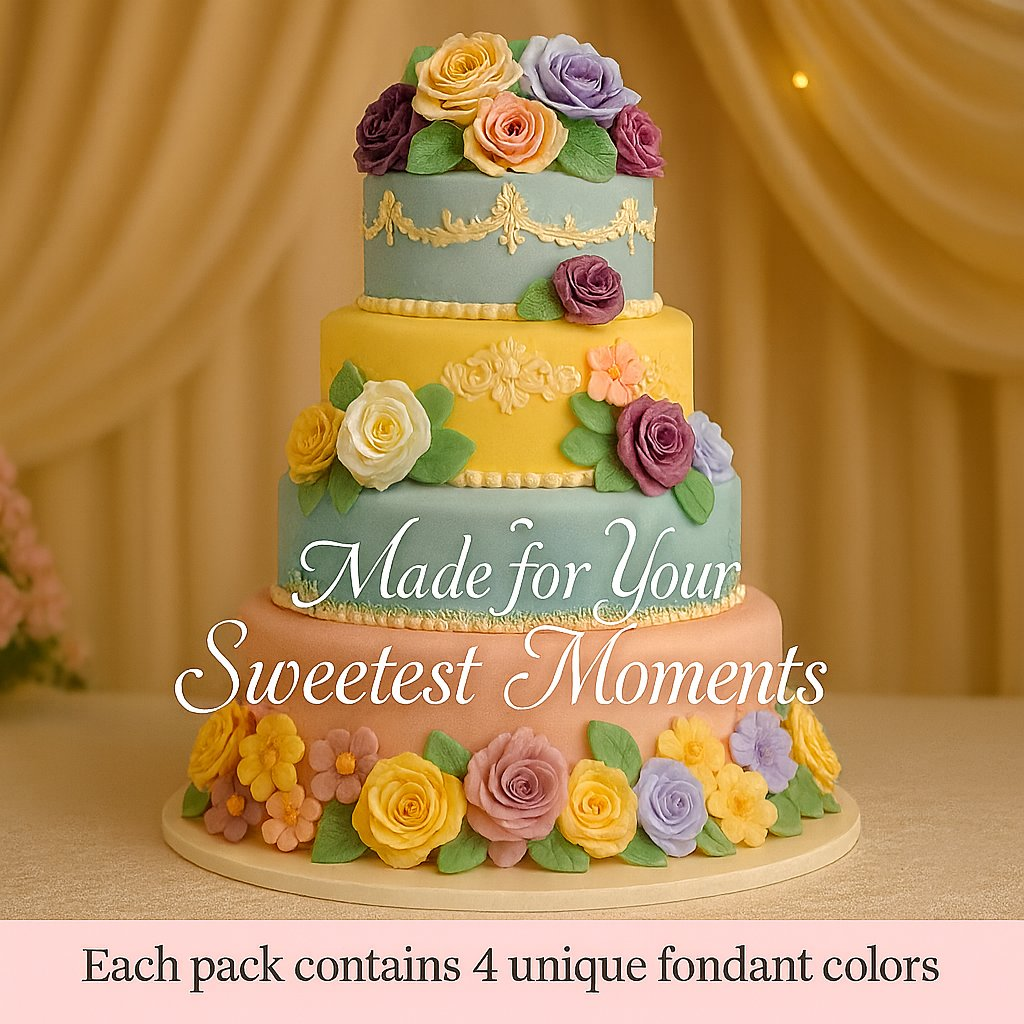 Confect Multipack of Lemon Yellow, Peach, Old rose and Baby Blue Sugarpaste 02