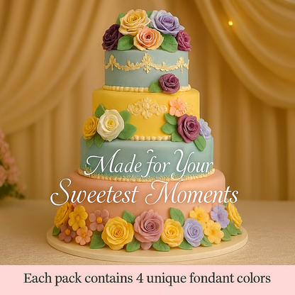 Confect Multipack of Lemon Yellow, Peach, Old rose and Baby Blue Sugarpaste 02