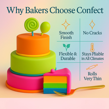 Confect Multipack of Fluorescent Orange, Lime green, electric blue and Neon Pink Sugarpaste 08