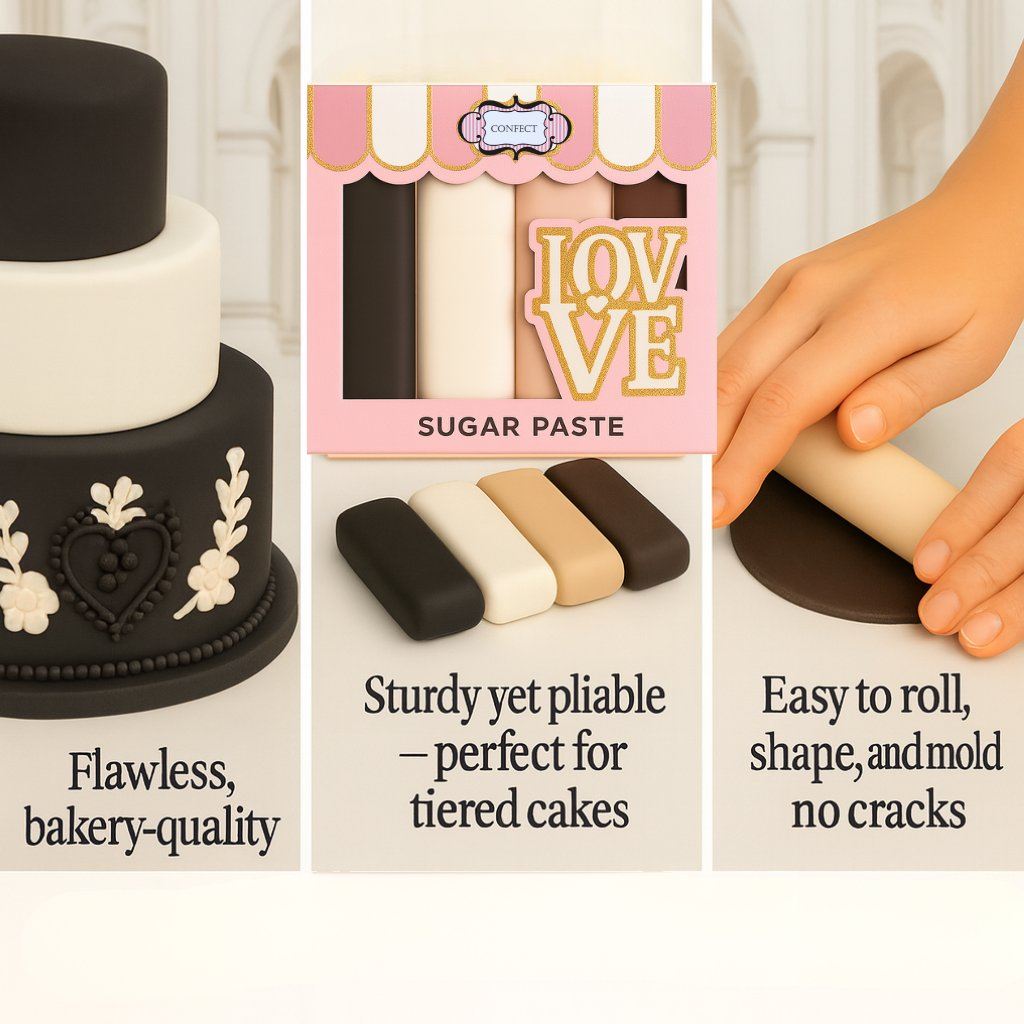 Confect Multipack of Black, White, Skin and Brown Sugarpaste 04