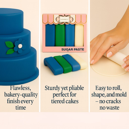 Confect Multipack of White, Electric Blue, Emerald Green and Royal Blue Sugarpaste 23
