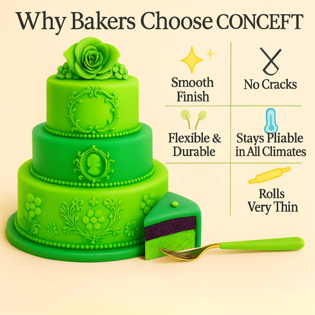 Confect Multipack of Neon Green, Electric Blue, Electric Purple and Lime Green Sugarpaste 03