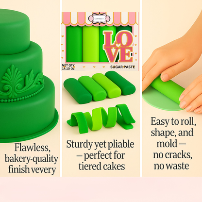 Confect Multipack of Pea green, Lime Green, Neon Green and Emerald Green Sugarpaste 07