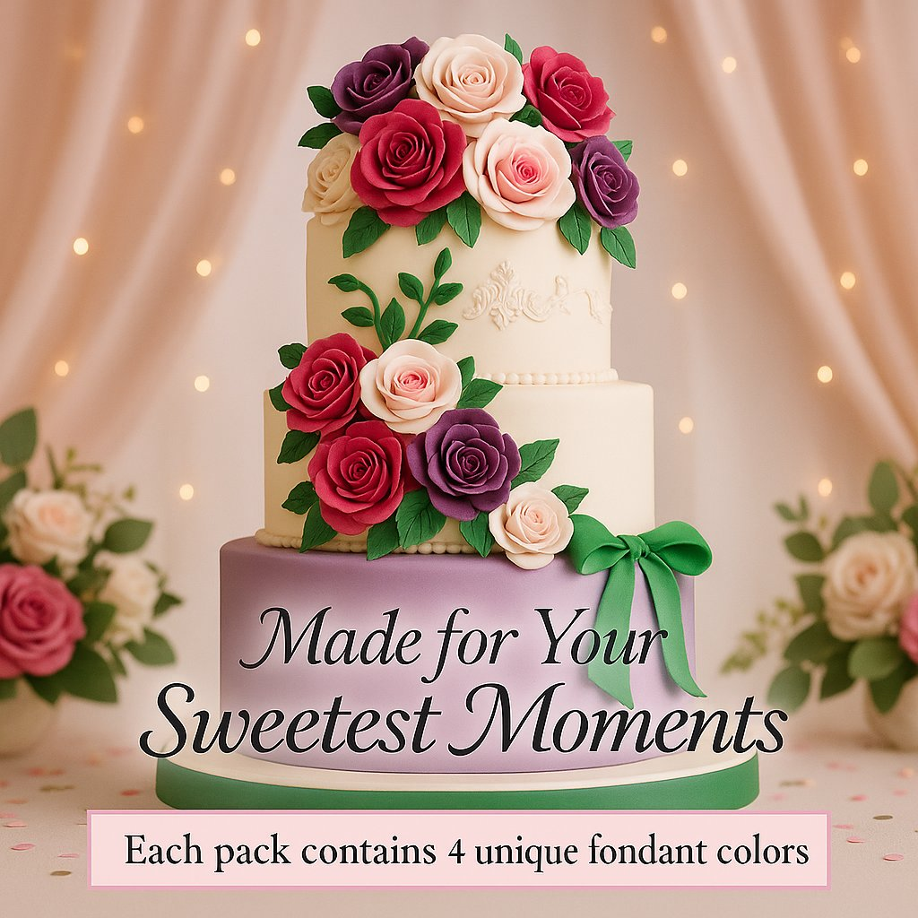 Confect Multipack of White, Hot pink, purple and Emerald green Sugarpaste 17