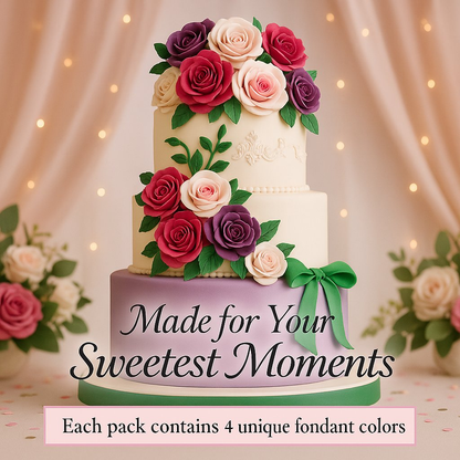 Confect Multipack of White, Hot pink, purple and Emerald green Sugarpaste 17