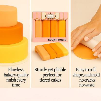 Confect Multipack of Ivory, Orange, Fluorescent orange and Yellow Sugarpaste 18