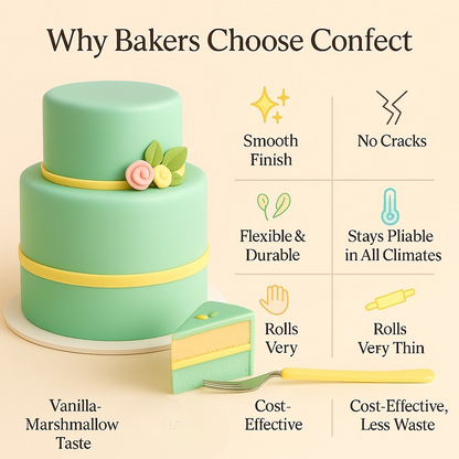 Confect Multipack of Pea Green, Skin, Lemon Yellow and Baby Blue Sugarpaste 29