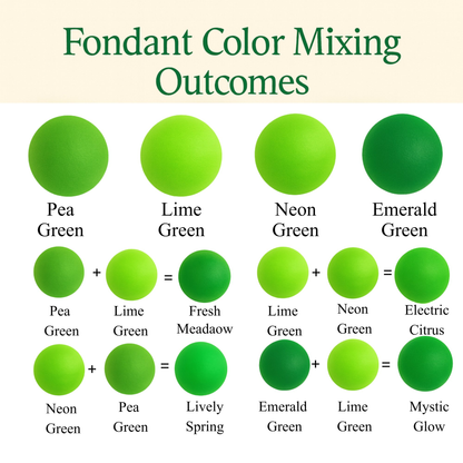 Confect Multipack of Pea green, Lime Green, Neon Green and Emerald Green Sugarpaste 07