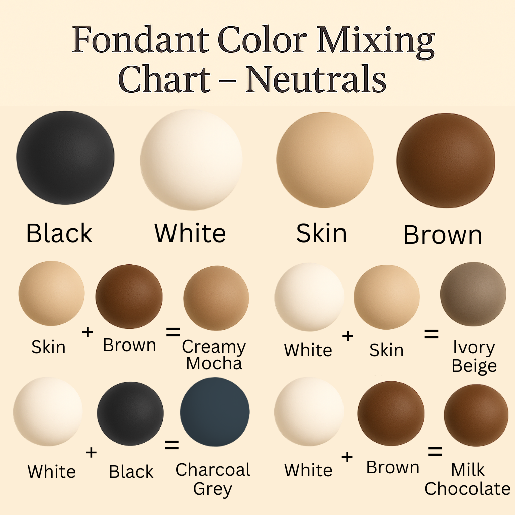 Confect Multipack of Black, White, Skin and Brown Sugarpaste 04