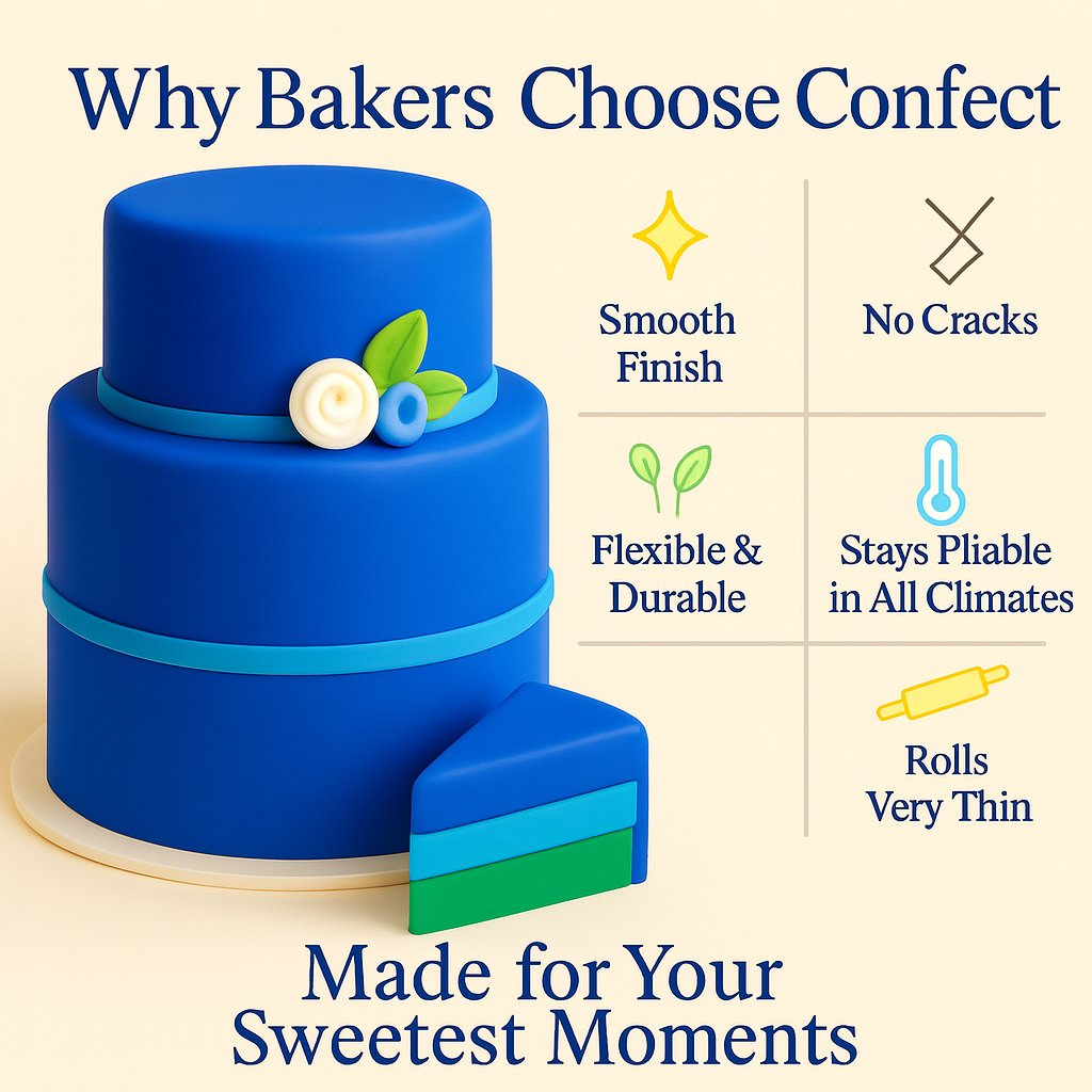Confect Multipack of White, Electric Blue, Emerald Green and Royal Blue Sugarpaste 23