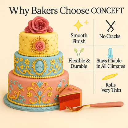Confect Multipack of Lemon Yellow, Peach, Old rose and Baby Blue Sugarpaste 02