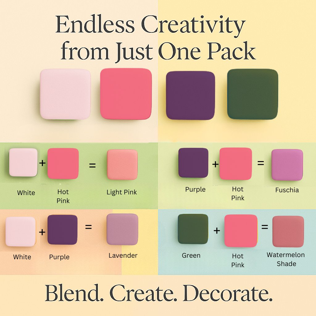 Confect Multipack of White, Hot pink, purple and Emerald green Sugarpaste 17