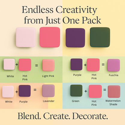 Confect Multipack of White, Hot pink, purple and Emerald green Sugarpaste 17