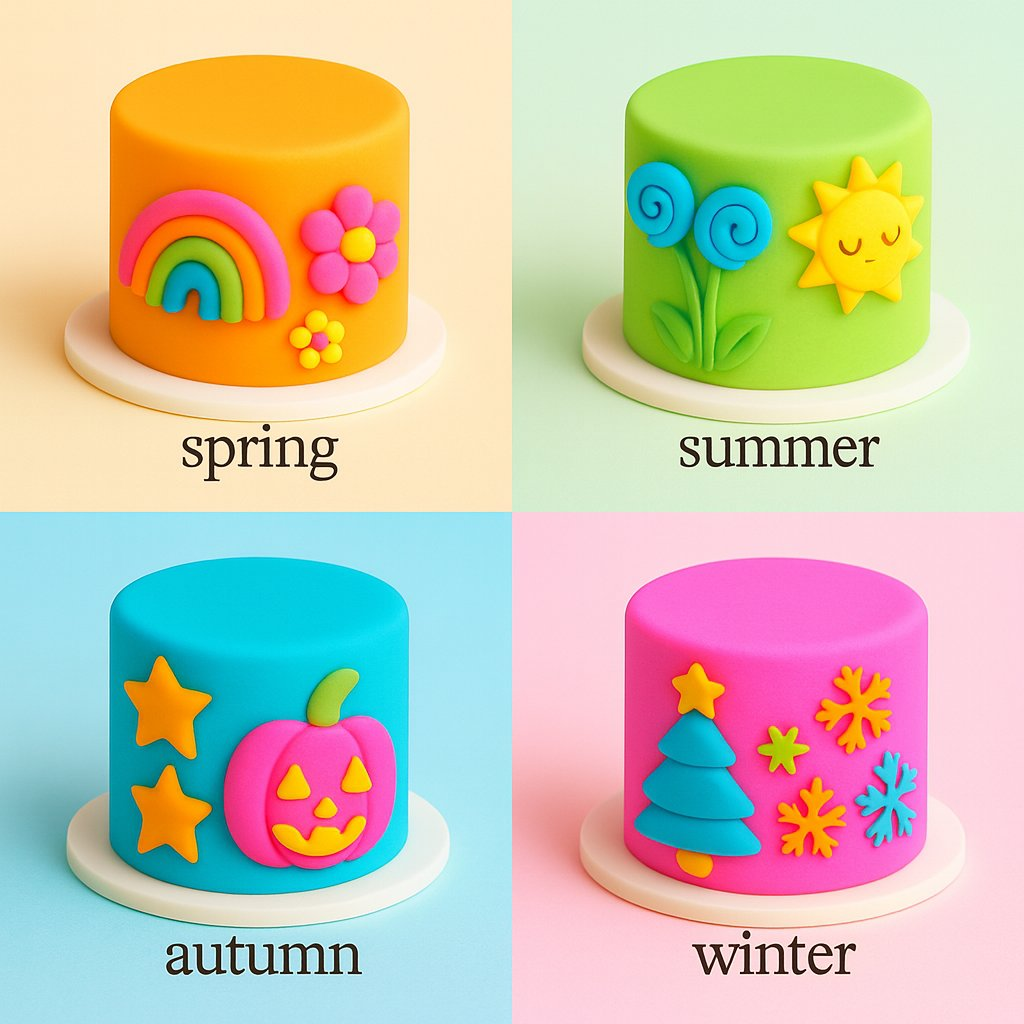 Confect Multipack of Fluorescent Orange, Lime green, electric blue and Neon Pink Sugarpaste 08