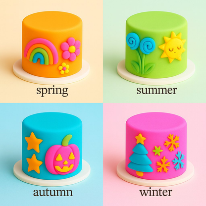 Confect Multipack of Fluorescent Orange, Lime green, electric blue and Neon Pink Sugarpaste 08