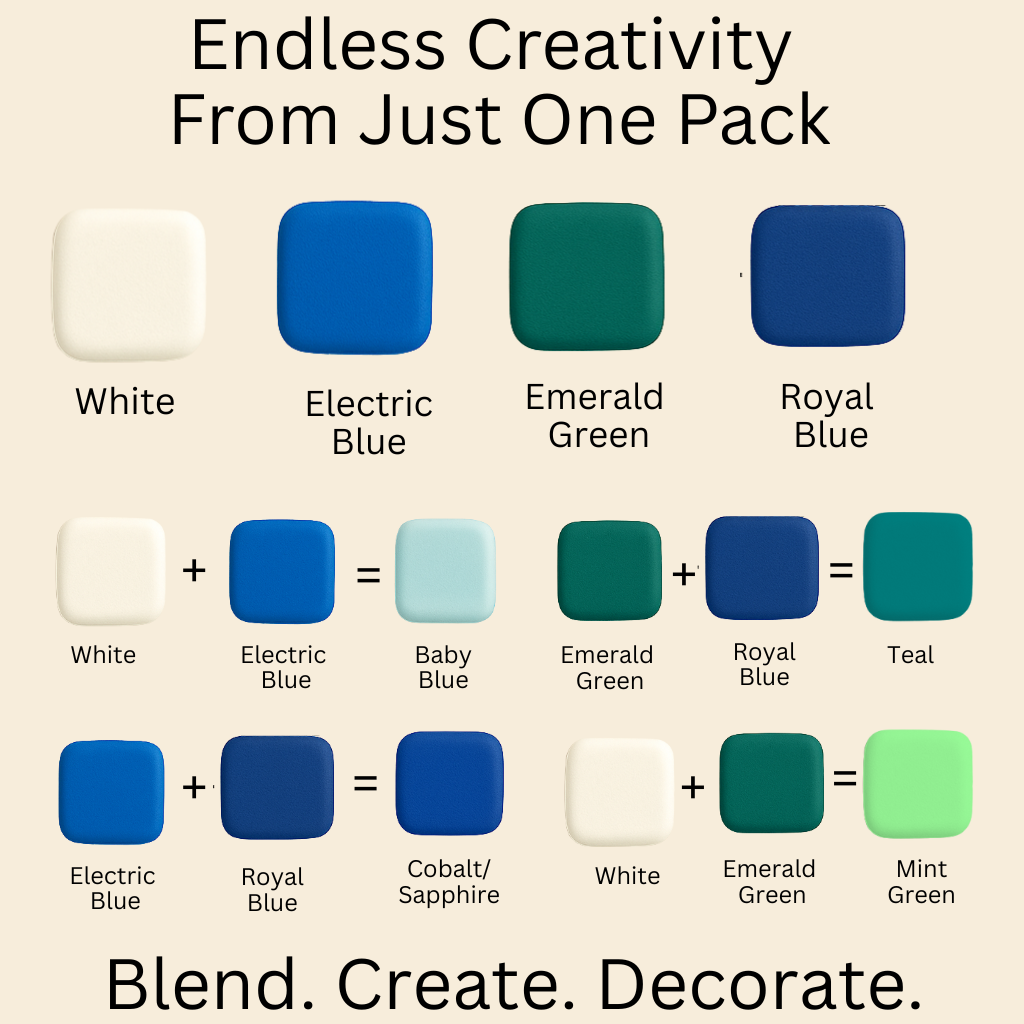 Confect Multipack of White, Electric Blue, Emerald Green and Royal Blue Sugarpaste 23
