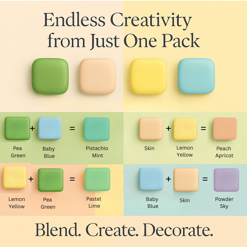 Confect Multipack of Pea Green, Skin, Lemon Yellow and Baby Blue Sugarpaste 29