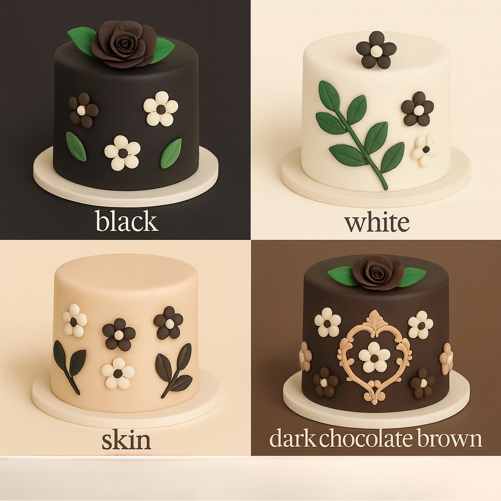 Confect Multipack of Black, White, Skin and Brown Sugarpaste 04