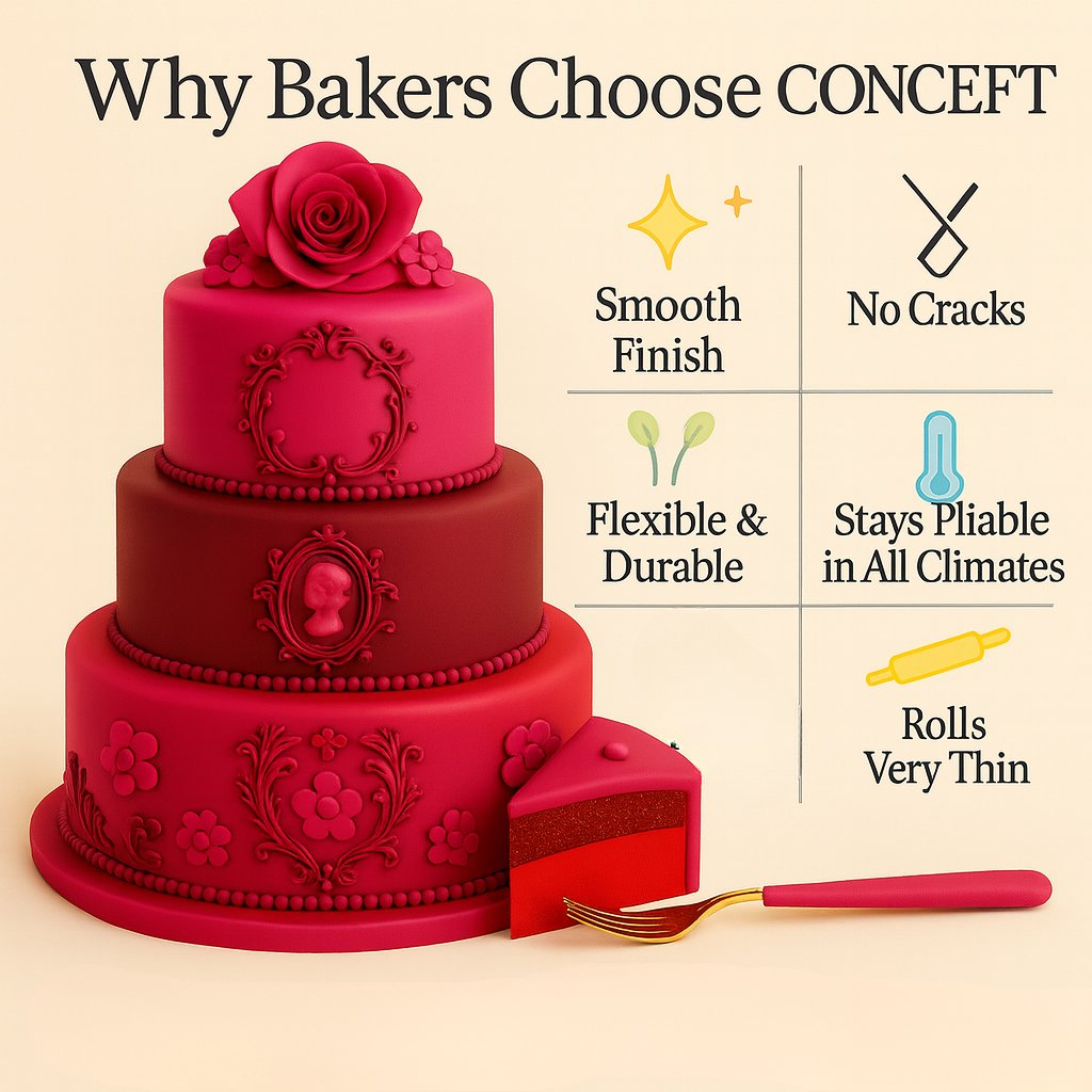 Confect Multipack of Magenta, Burgundy, Red and Neon Pink Sugarpaste 30