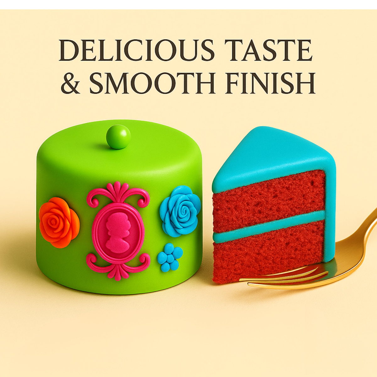 Confect Multipack of Fluorescent Orange, Lime green, electric blue and Neon Pink Sugarpaste 08