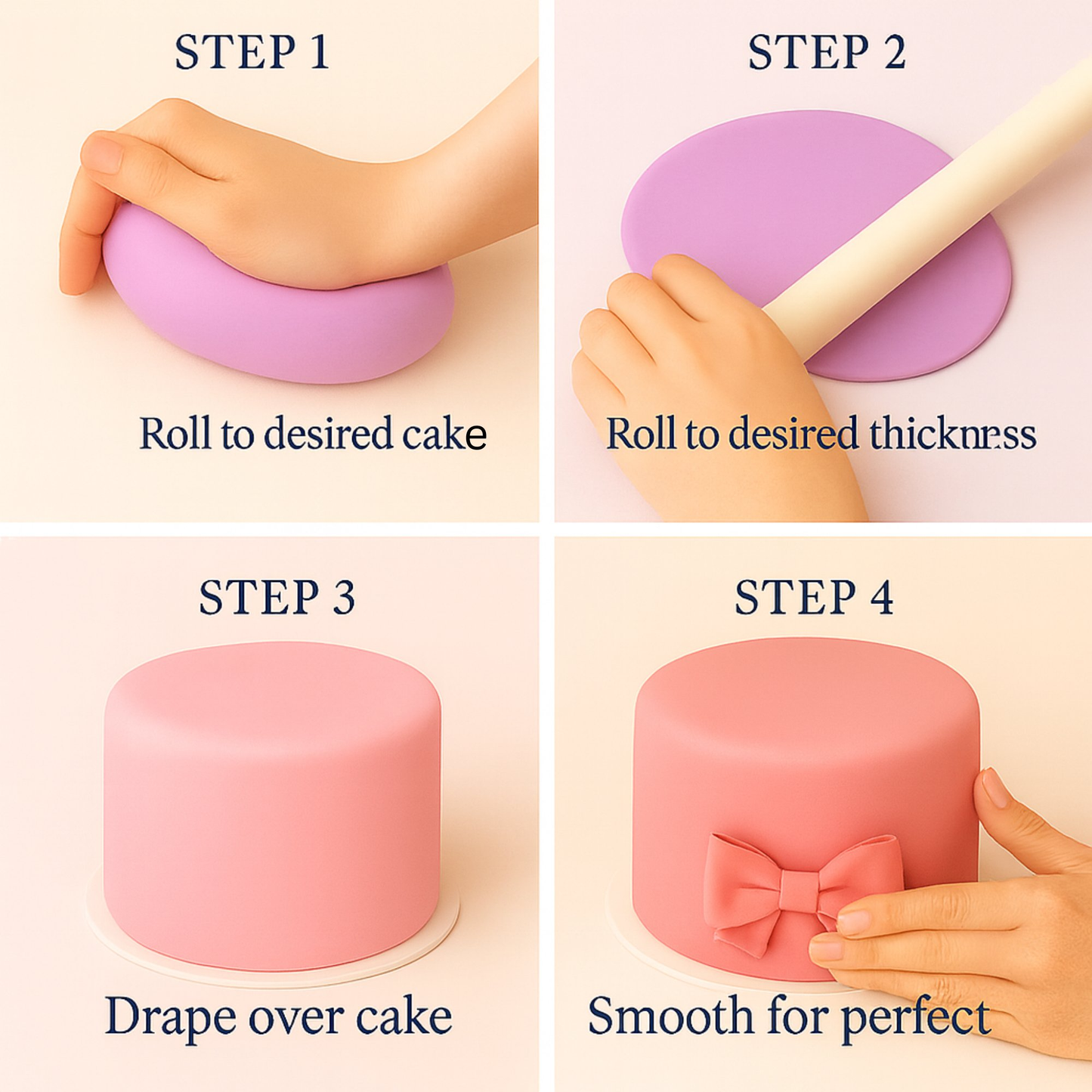 Confect Multipack of Melon Pink, Purple, Fuschia Pink and Old rose Sugarpaste 06