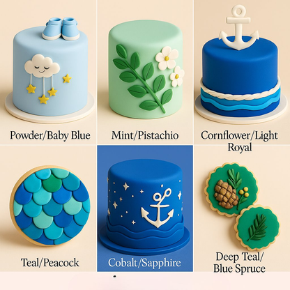 Confect Multipack of White, Electric Blue, Emerald Green and Royal Blue Sugarpaste 23